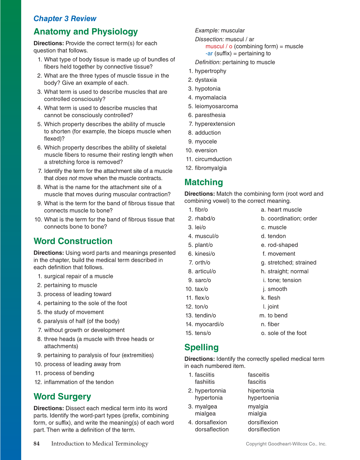 Introduction to Medical Terminology, 1st Edition page 84