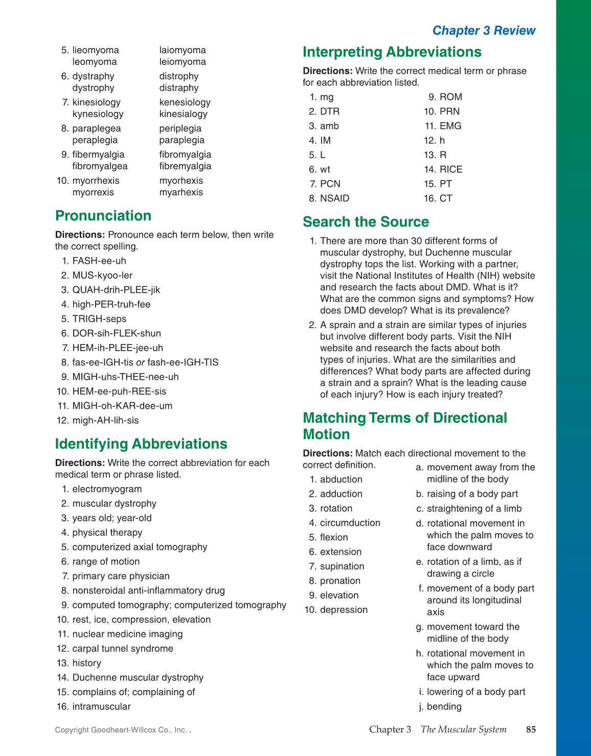 Introduction to Medical Terminology, 1st Edition page 85