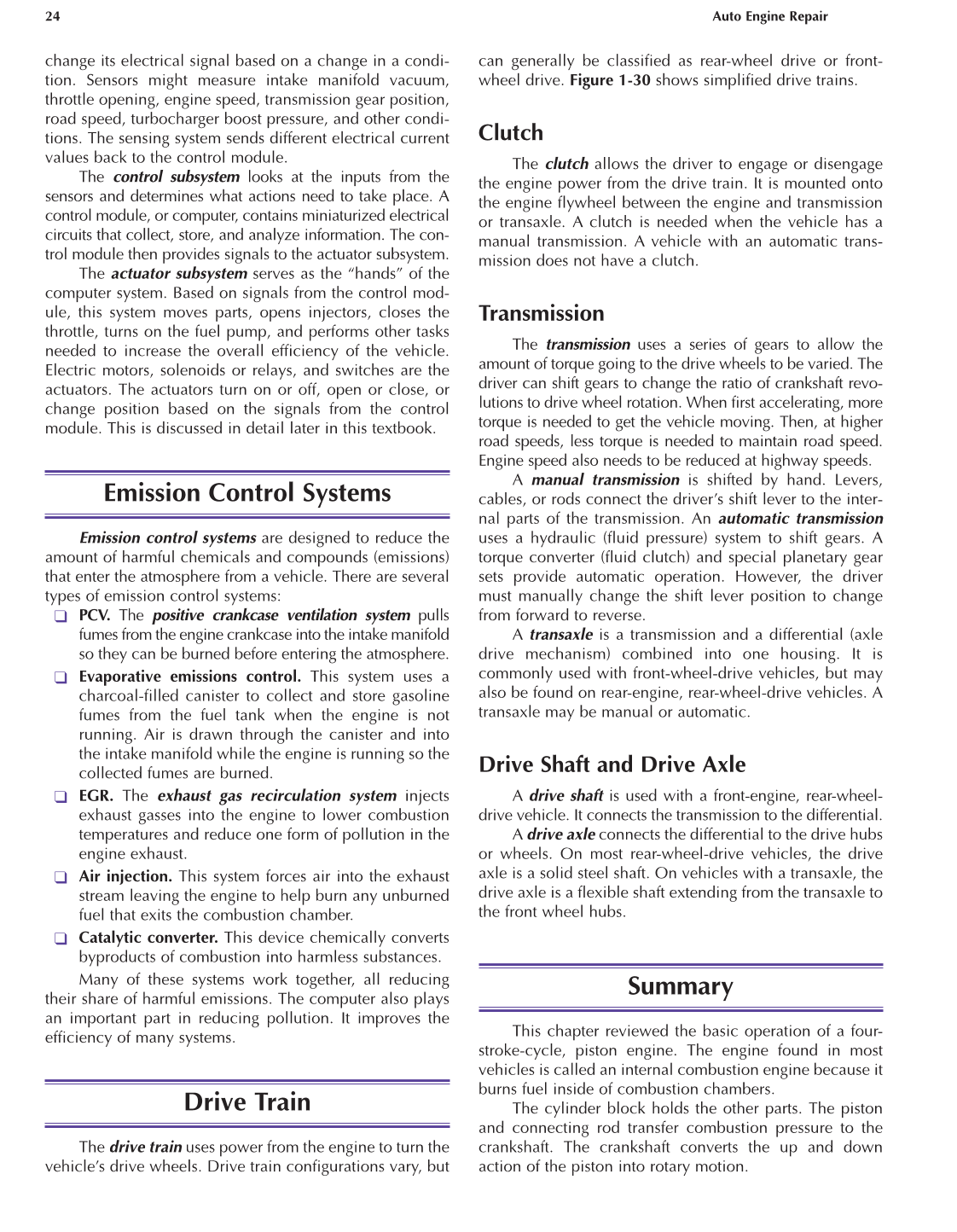 Auto Engine Repair, A1, 5th Edition page 24