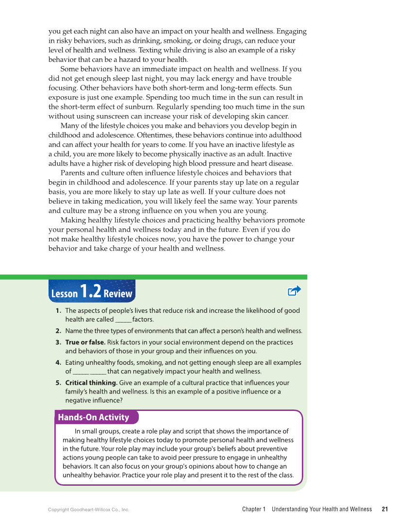 Comprehensive Health Skills for Middle School 2e page 21