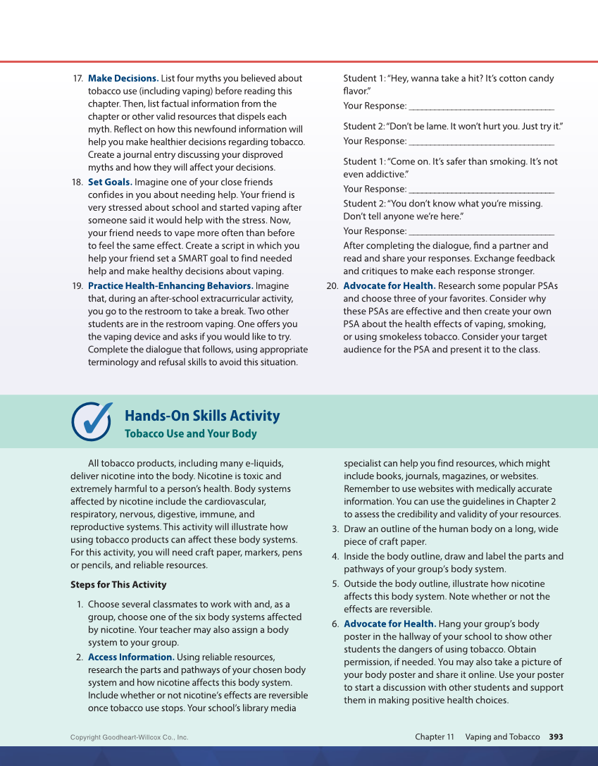 Comprehensive Health Skills 3e page 393