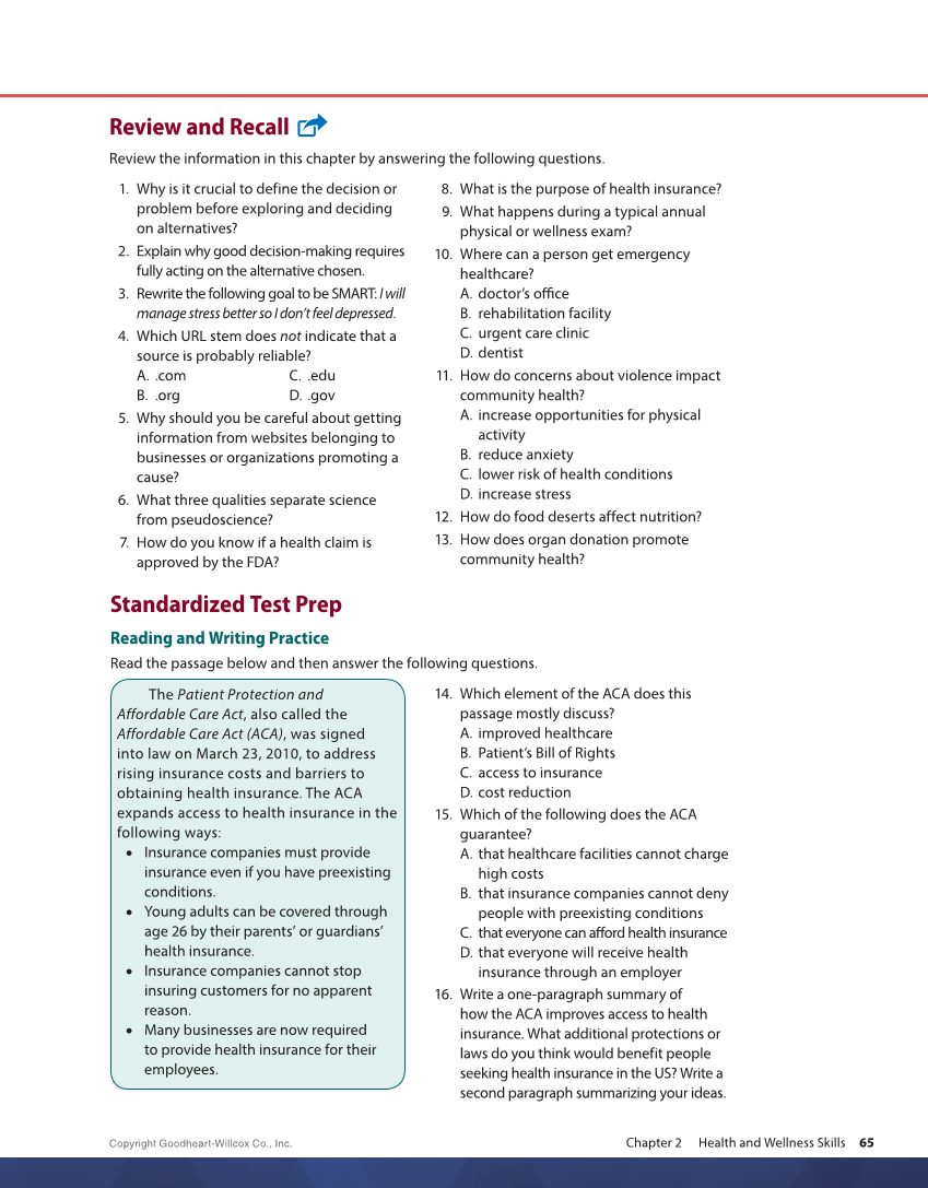 Comprehensive Health Skills 3e page 65