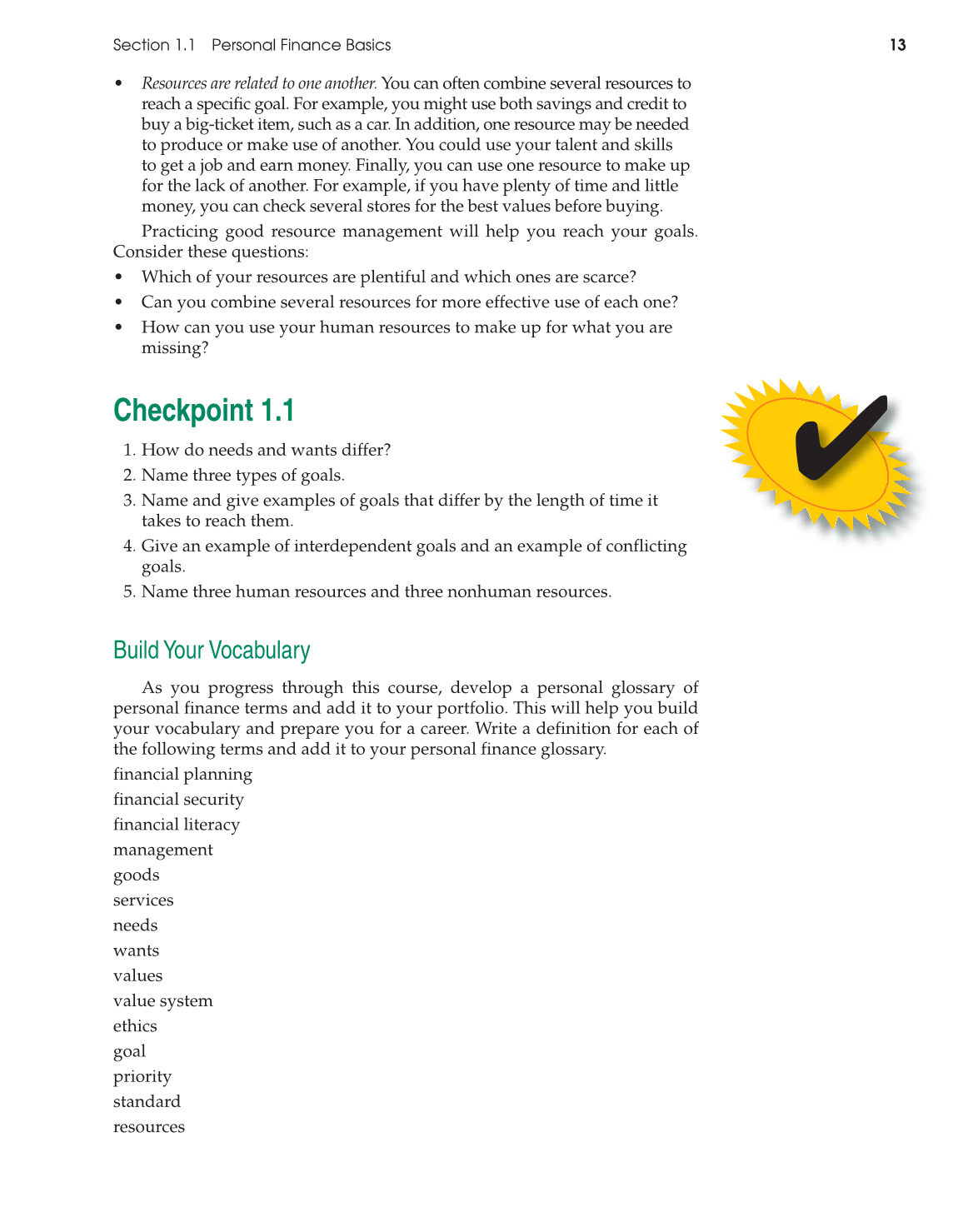 Foundations of Personal Finance, 9th Edition page 13