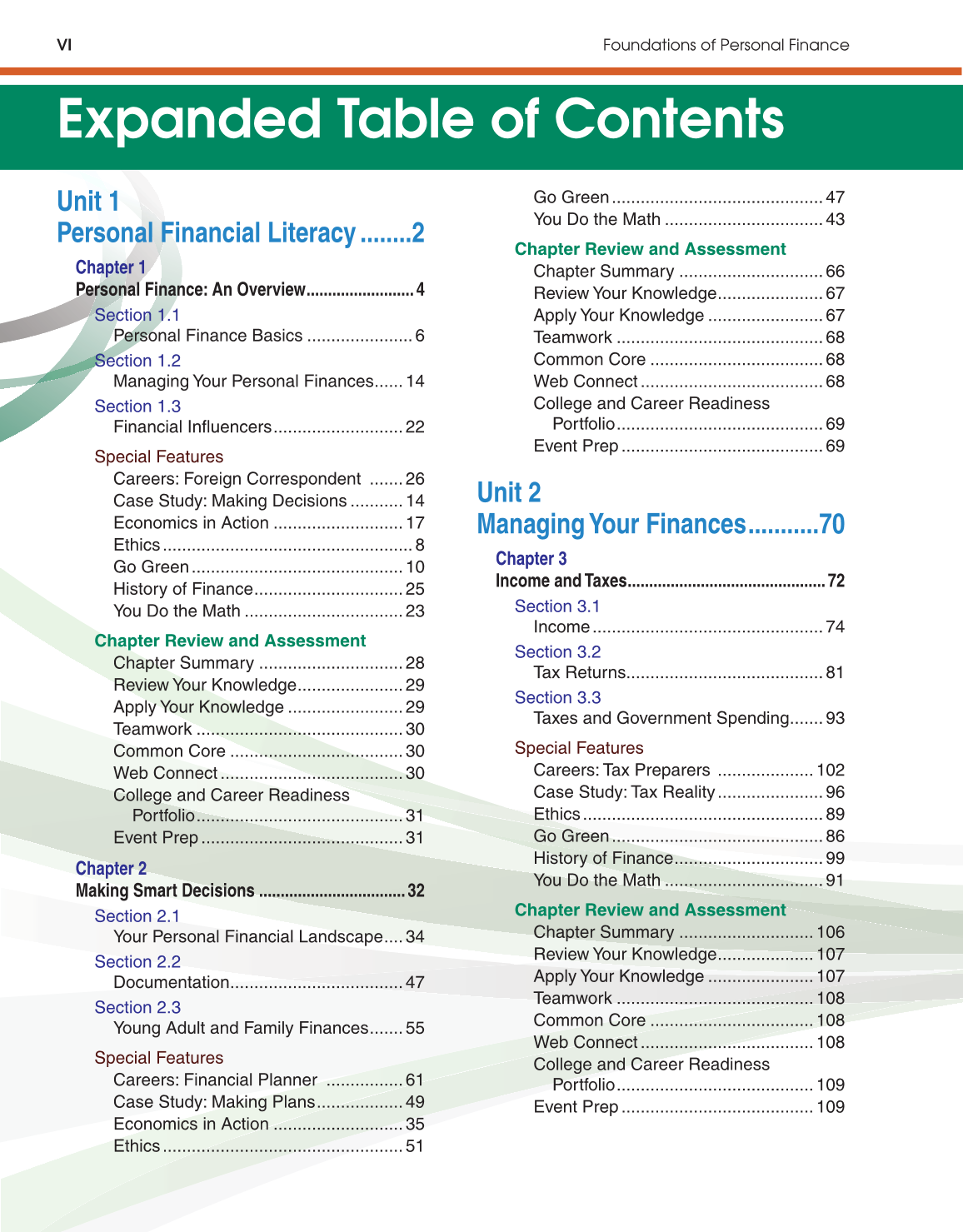 Foundations of Personal Finance, 9th Edition page VI