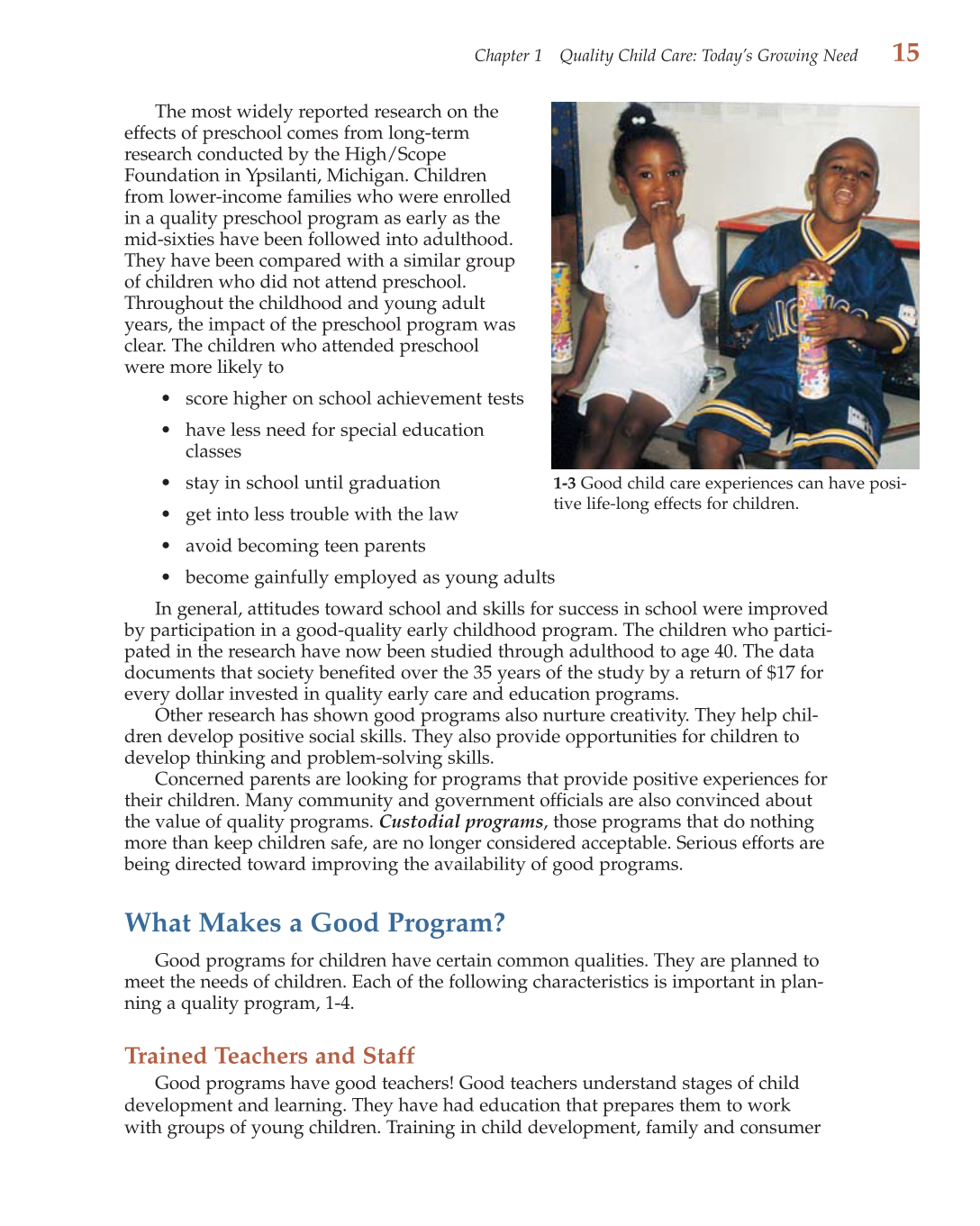 Child Care Administration: Planning Quality Programs for Young Children, 3rd Edition page 15