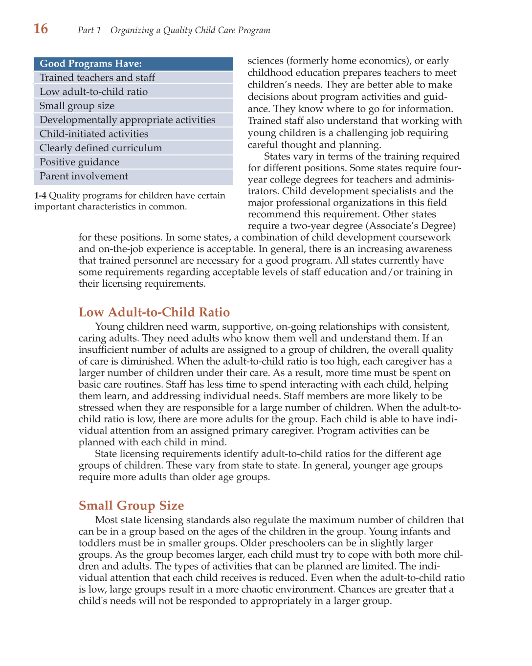 Child Care Administration: Planning Quality Programs for Young Children, 3rd Edition page 16