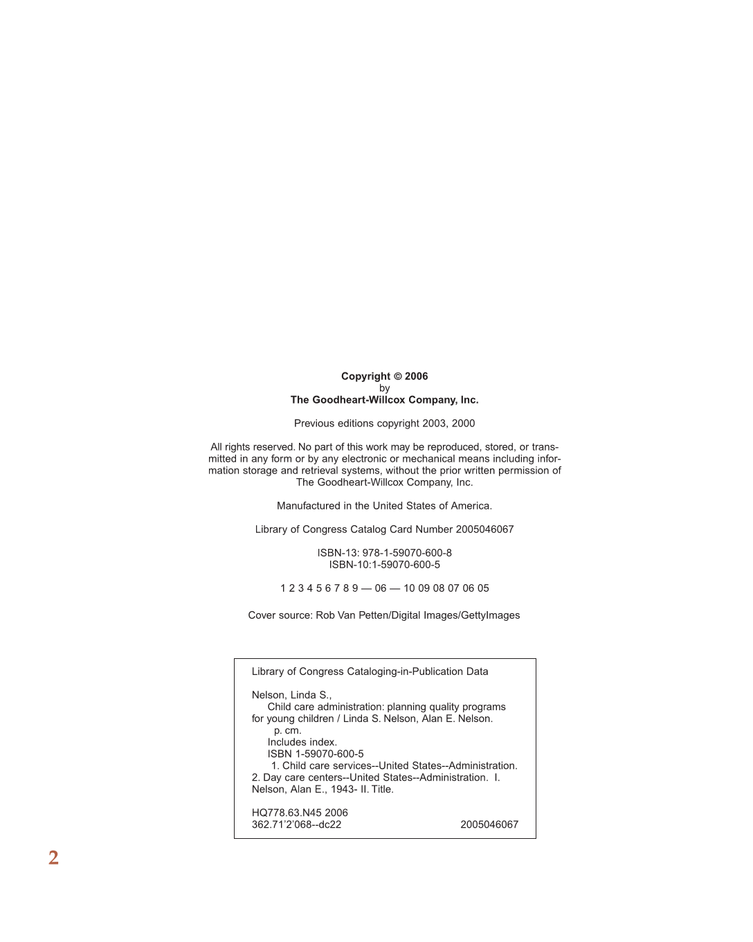 Child Care Administration: Planning Quality Programs for Young Children, 3rd Edition page 2