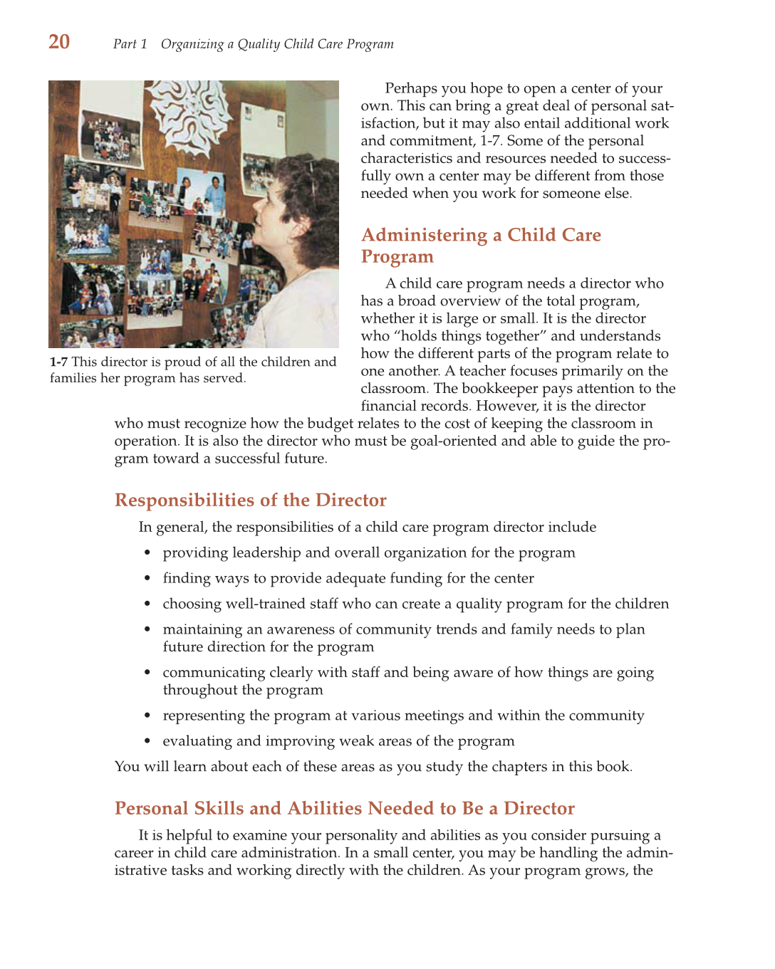 Child Care Administration: Planning Quality Programs for Young Children, 3rd Edition page 20