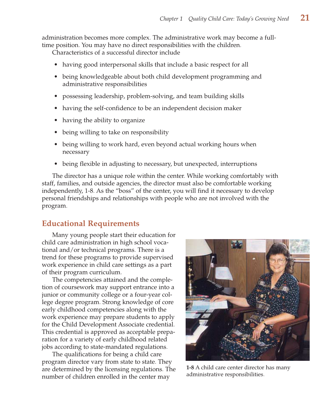Child Care Administration: Planning Quality Programs for Young Children, 3rd Edition page 21