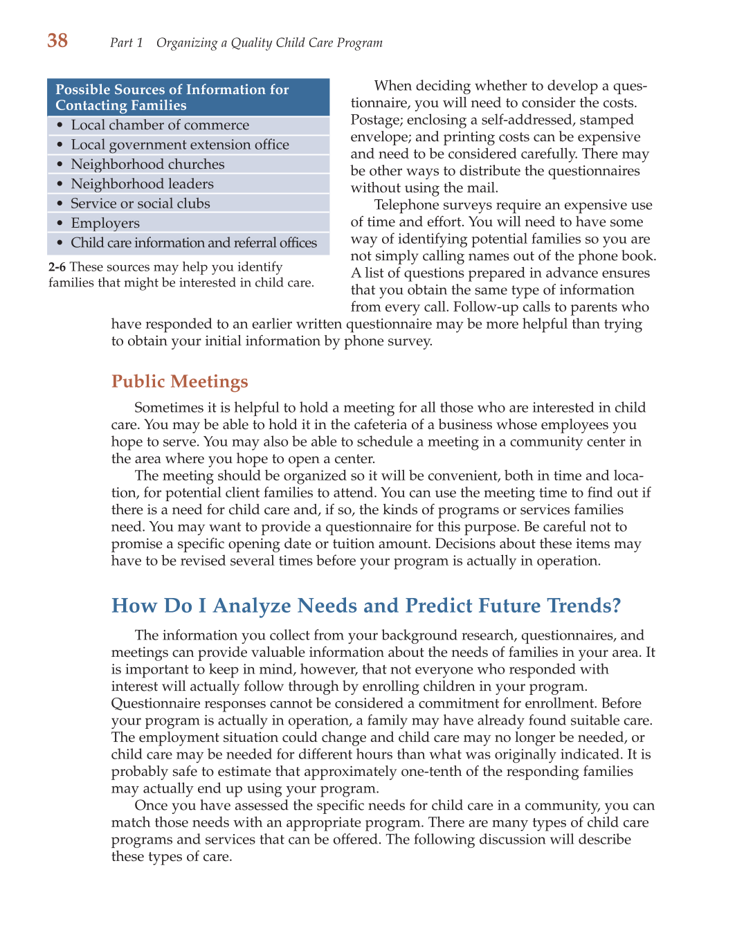 Child Care Administration: Planning Quality Programs for Young Children, 3rd Edition page 38