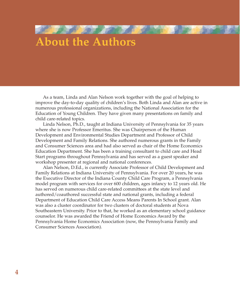 Child Care Administration: Planning Quality Programs for Young Children, 3rd Edition page 4