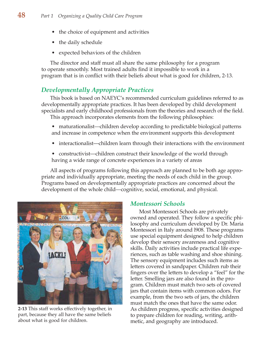 Child Care Administration: Planning Quality Programs for Young Children, 3rd Edition page 48