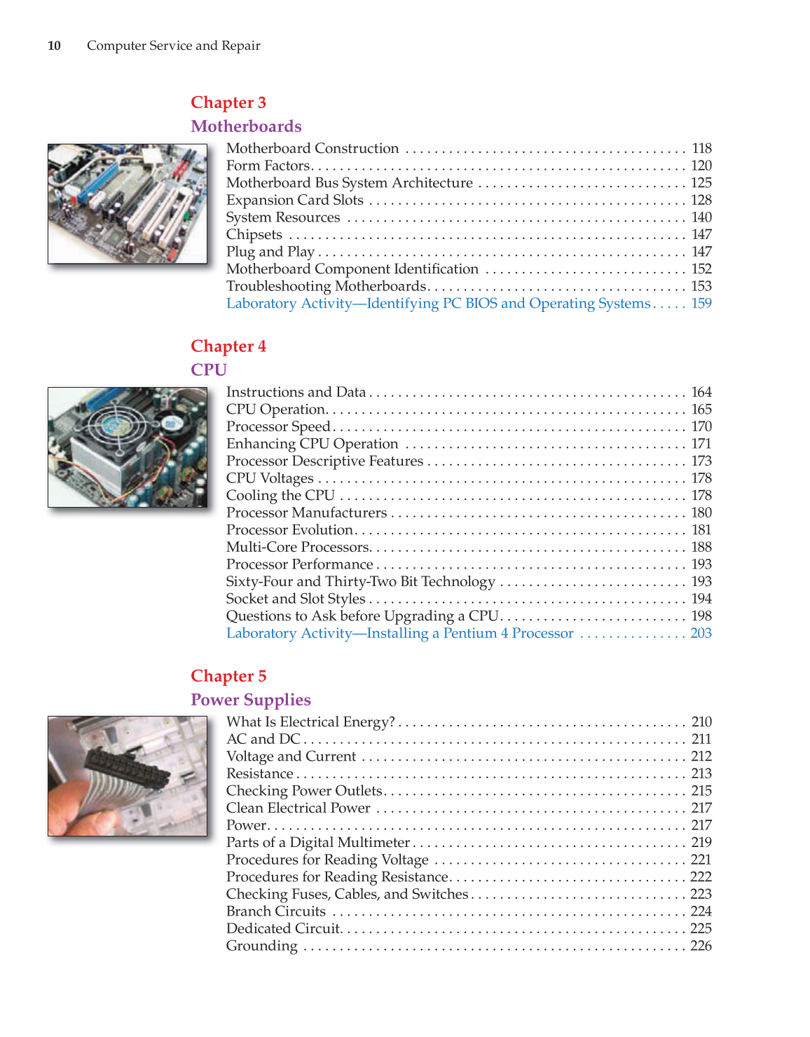 Computer Service and Repair, 3rd Edition page 10