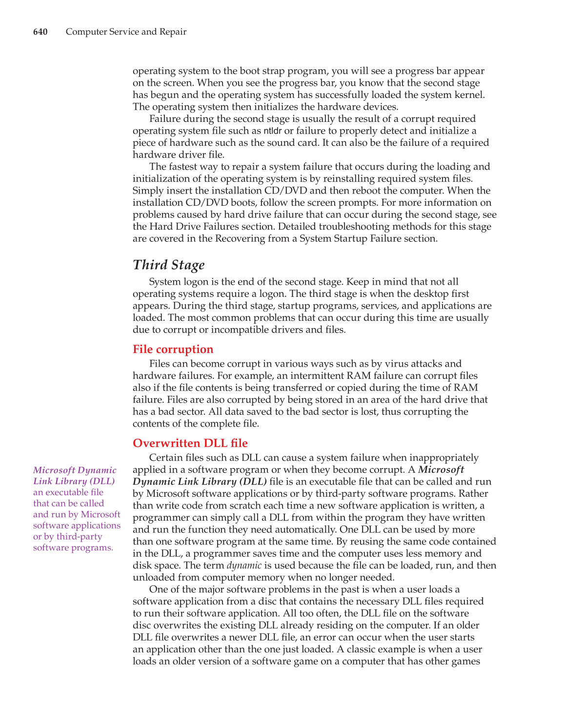 Computer Service and Repair, 3rd Edition page 640