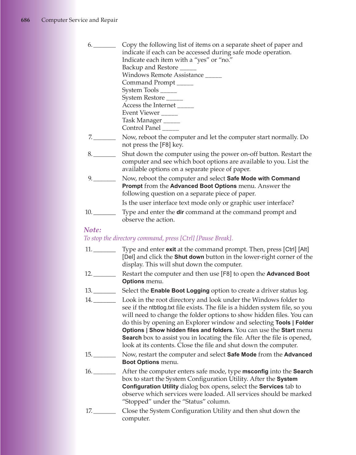 Computer Service and Repair, 3rd Edition page 686