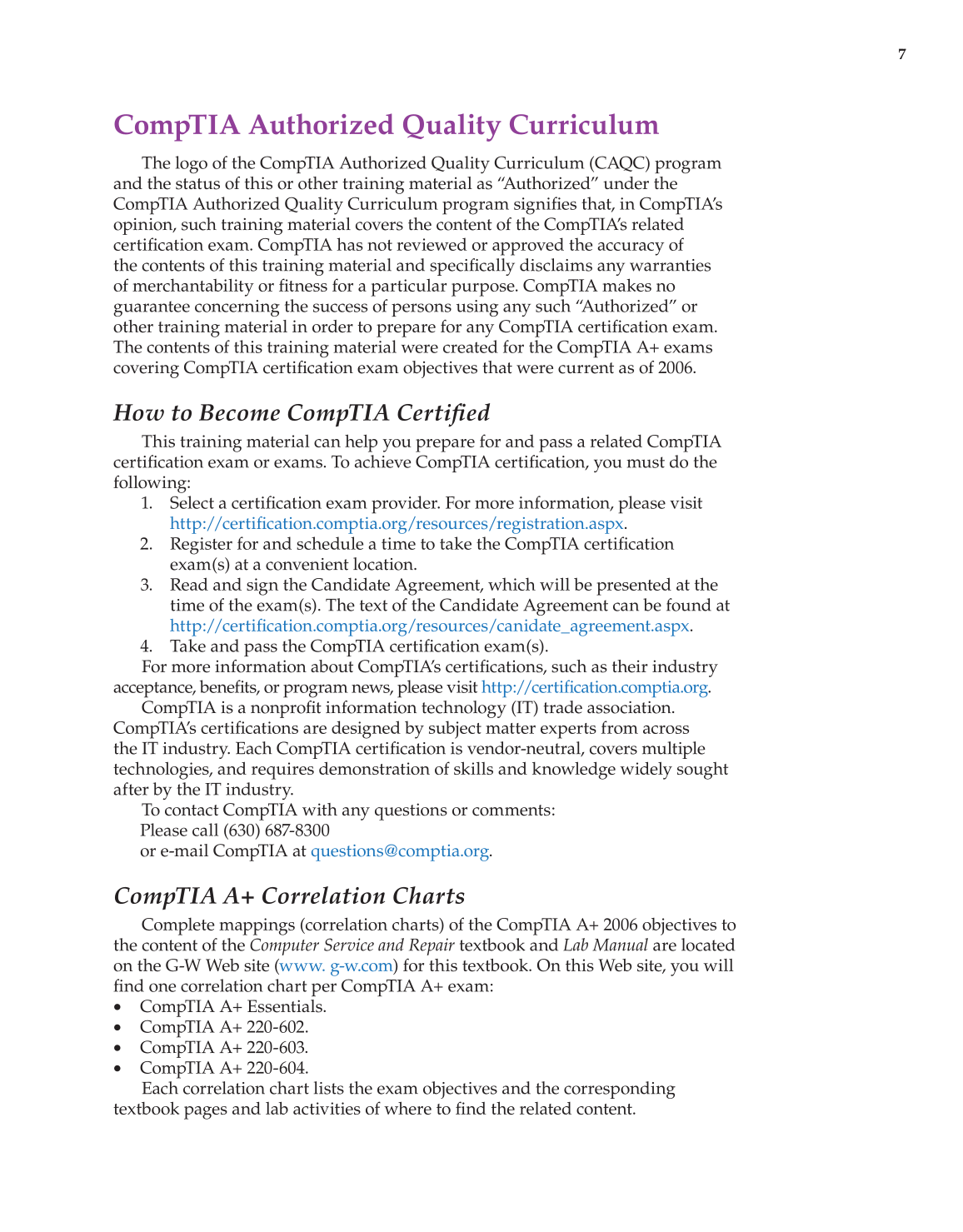 Computer Service and Repair, 3rd Edition page 7