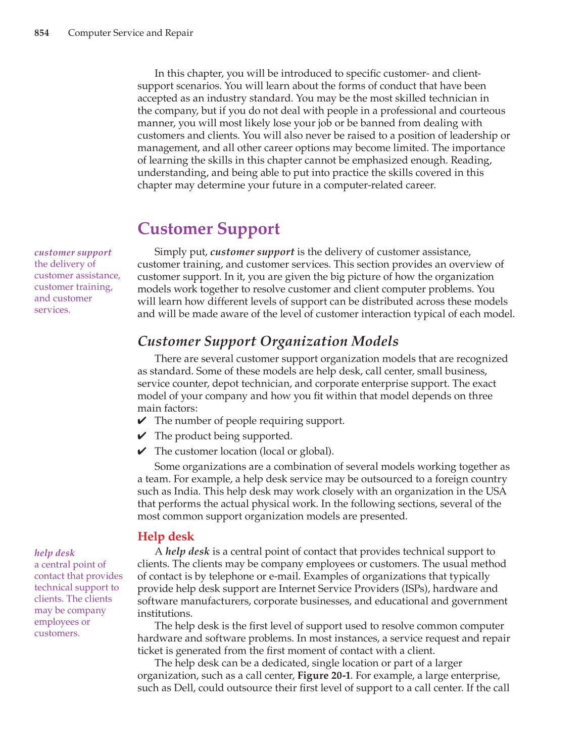 Computer Service and Repair, 3rd Edition page 854