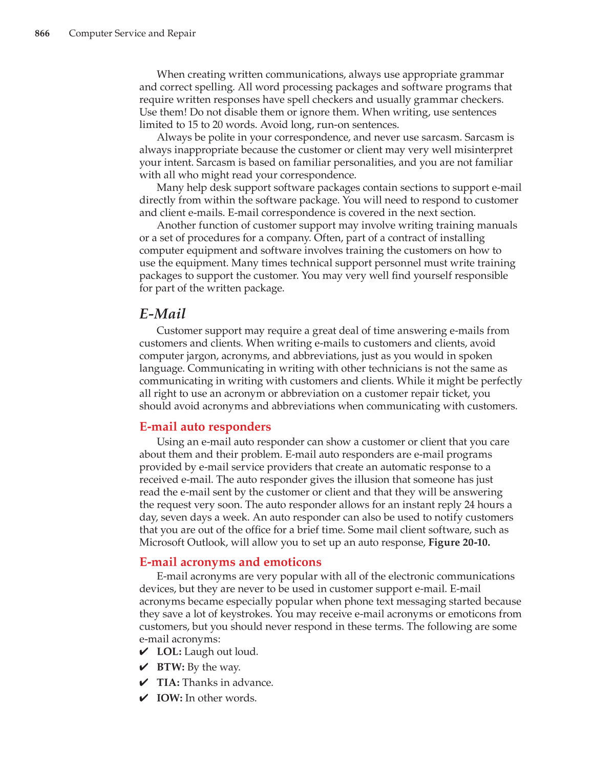 Computer Service and Repair, 3rd Edition page 866