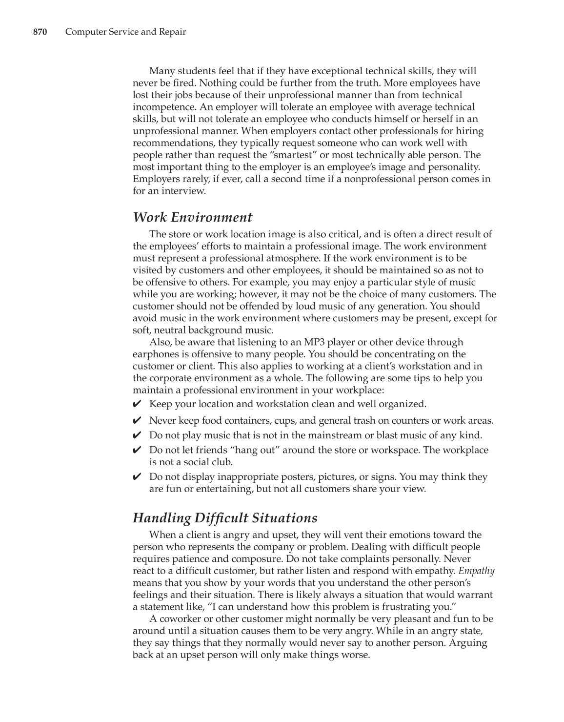 Computer Service and Repair, 3rd Edition page 870