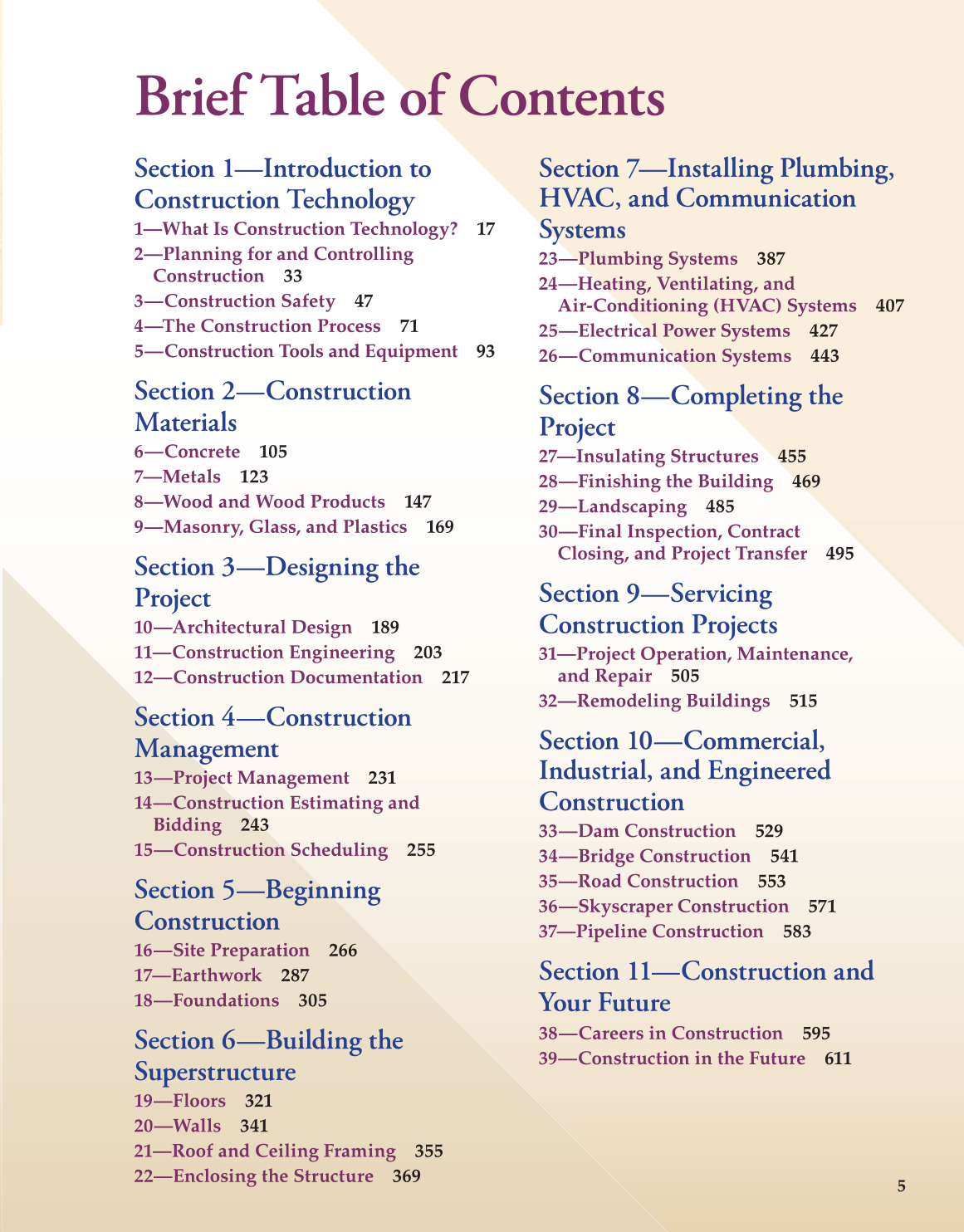 Construction and Building Technology, 1st Edition page 5