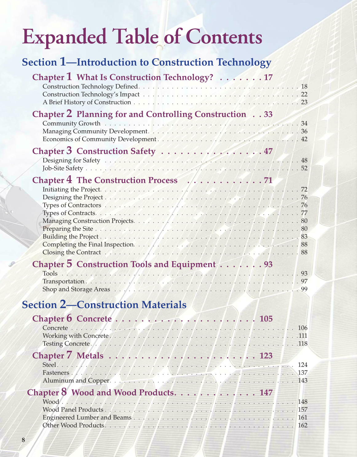 Construction and Building Technology, 1st Edition page 8