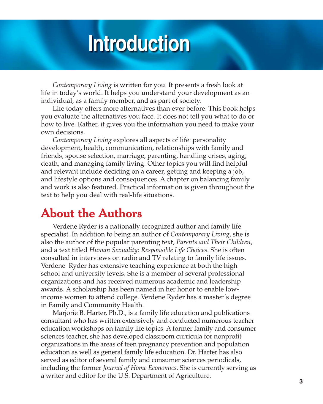 Contemporary Living, 11th Edition page 3