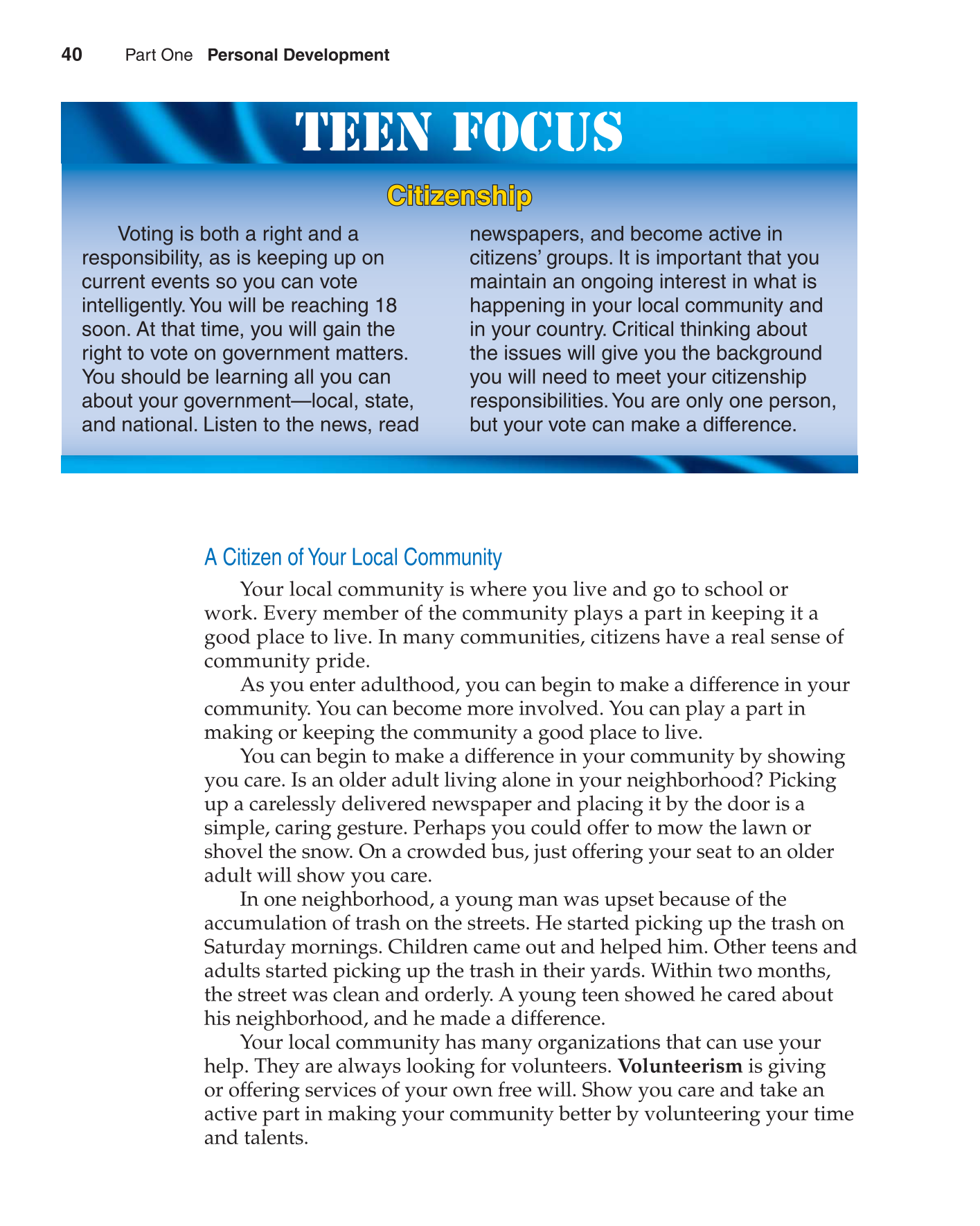 Contemporary Living, 11th Edition page 40