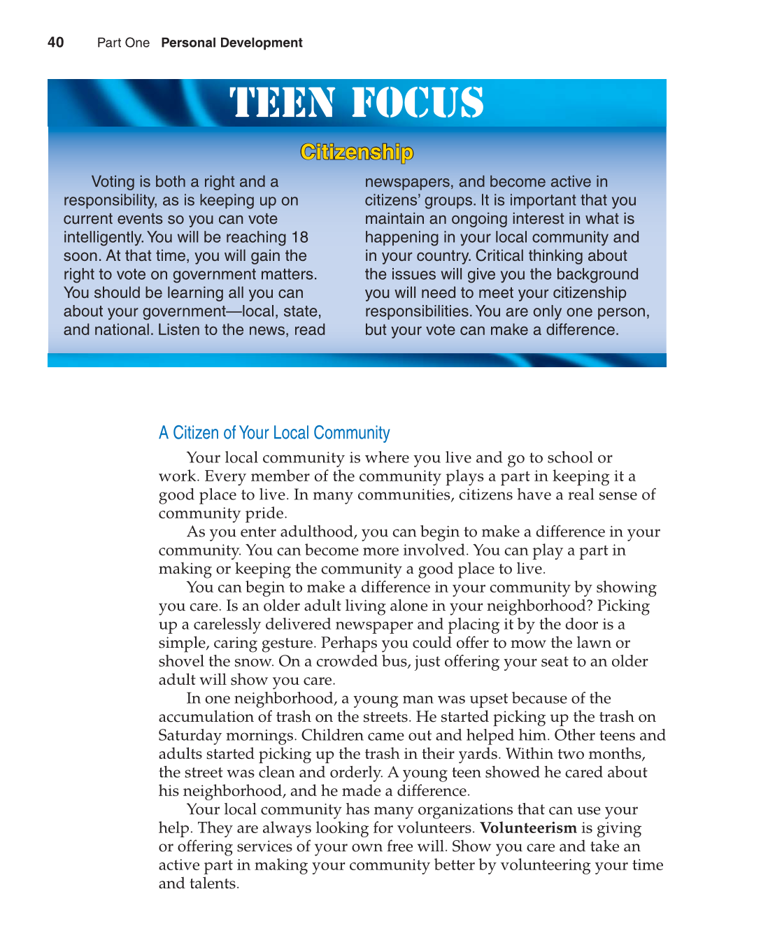 Contemporary Living, 11th Edition page 40