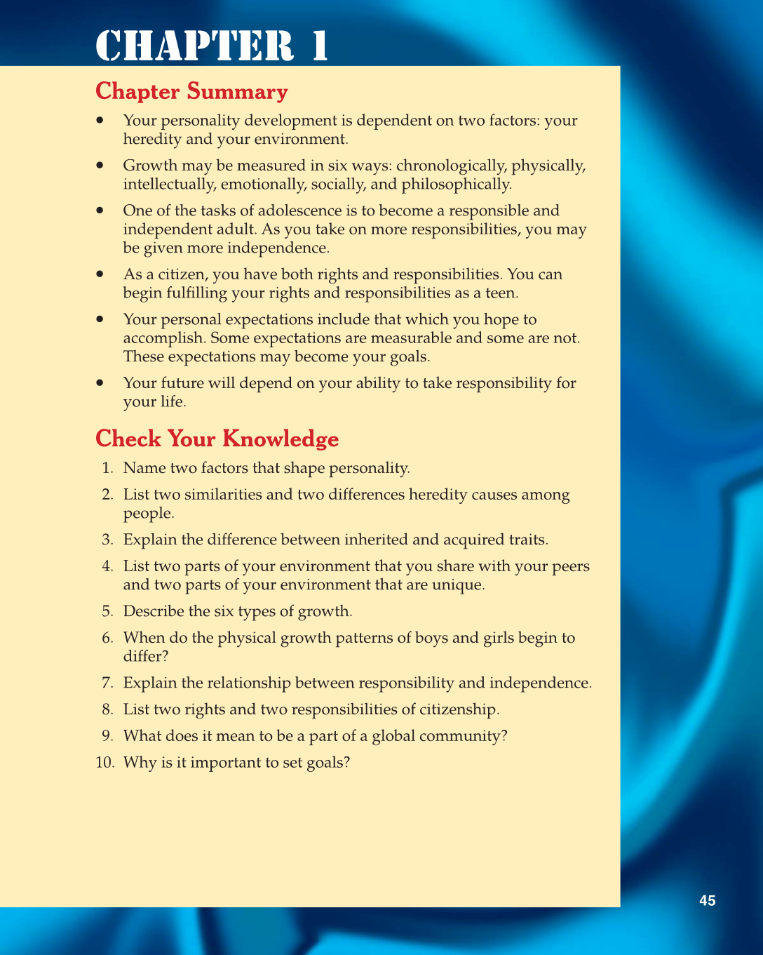 Contemporary Living, 11th Edition page 45