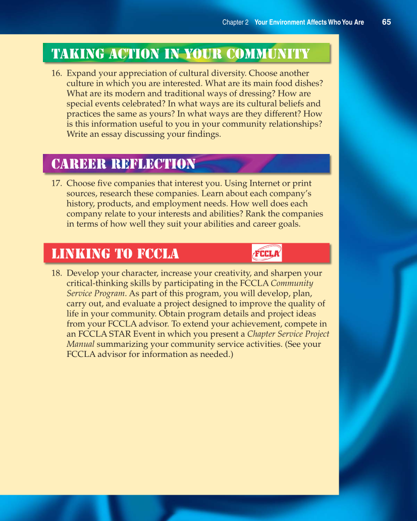 Contemporary Living, 11th Edition page 65