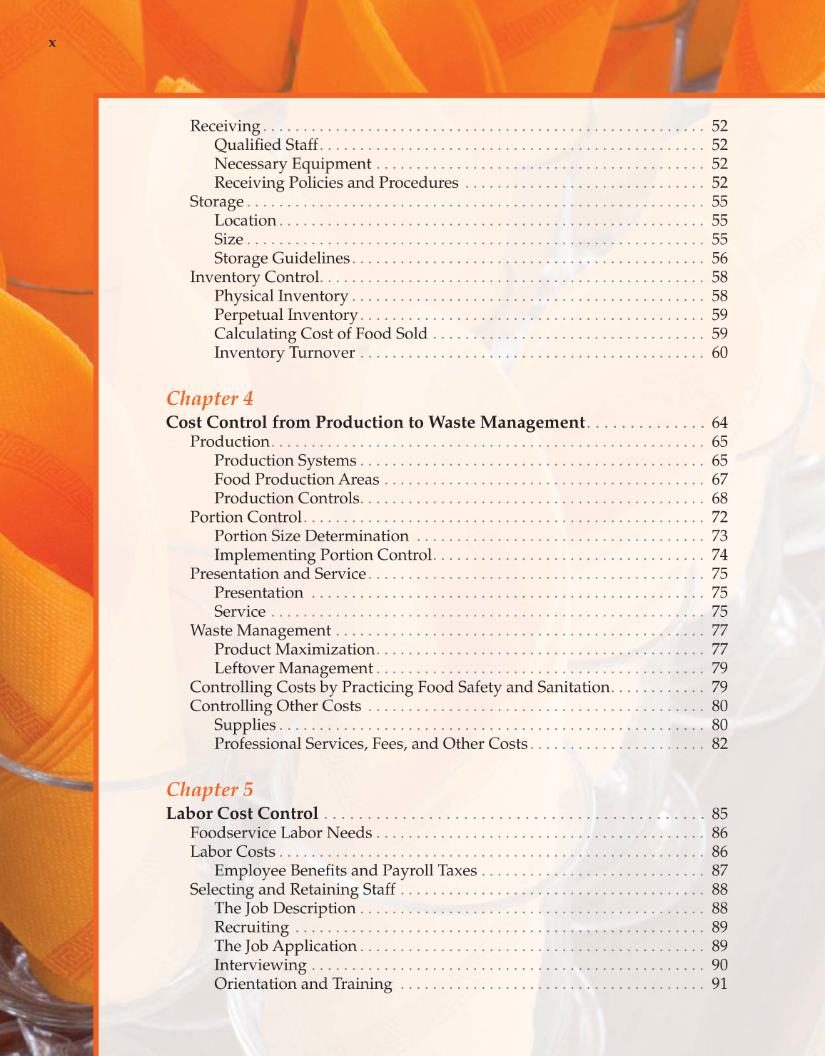 Controlling Costs in Foodservice, 1st Edition page x