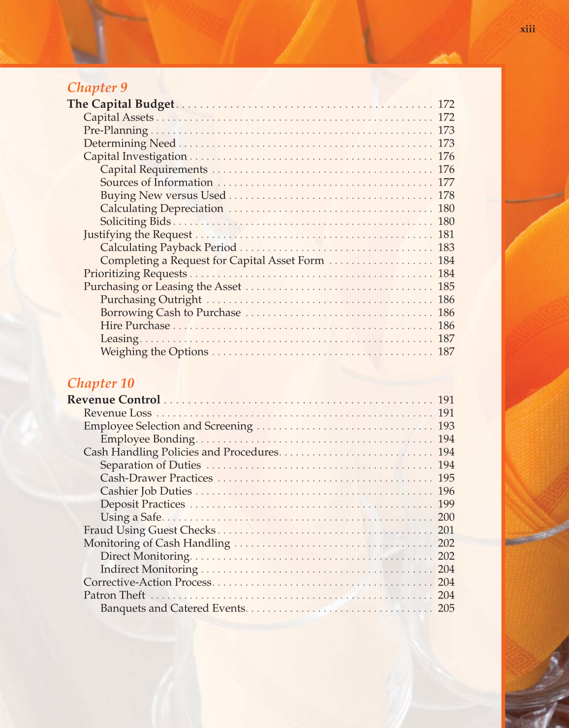 Controlling Costs in Foodservice, 1st Edition page xiii
