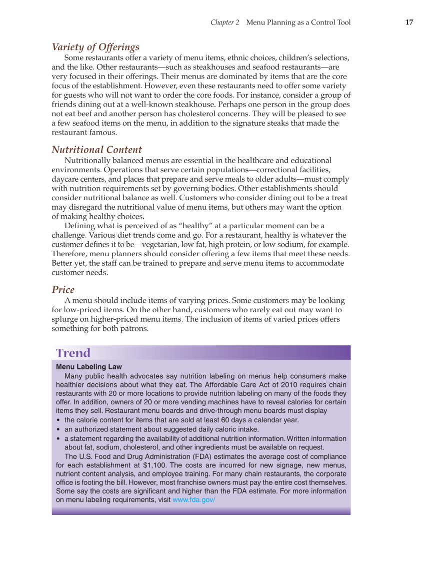 Controlling Costs in Foodservice, 1st Edition page 17