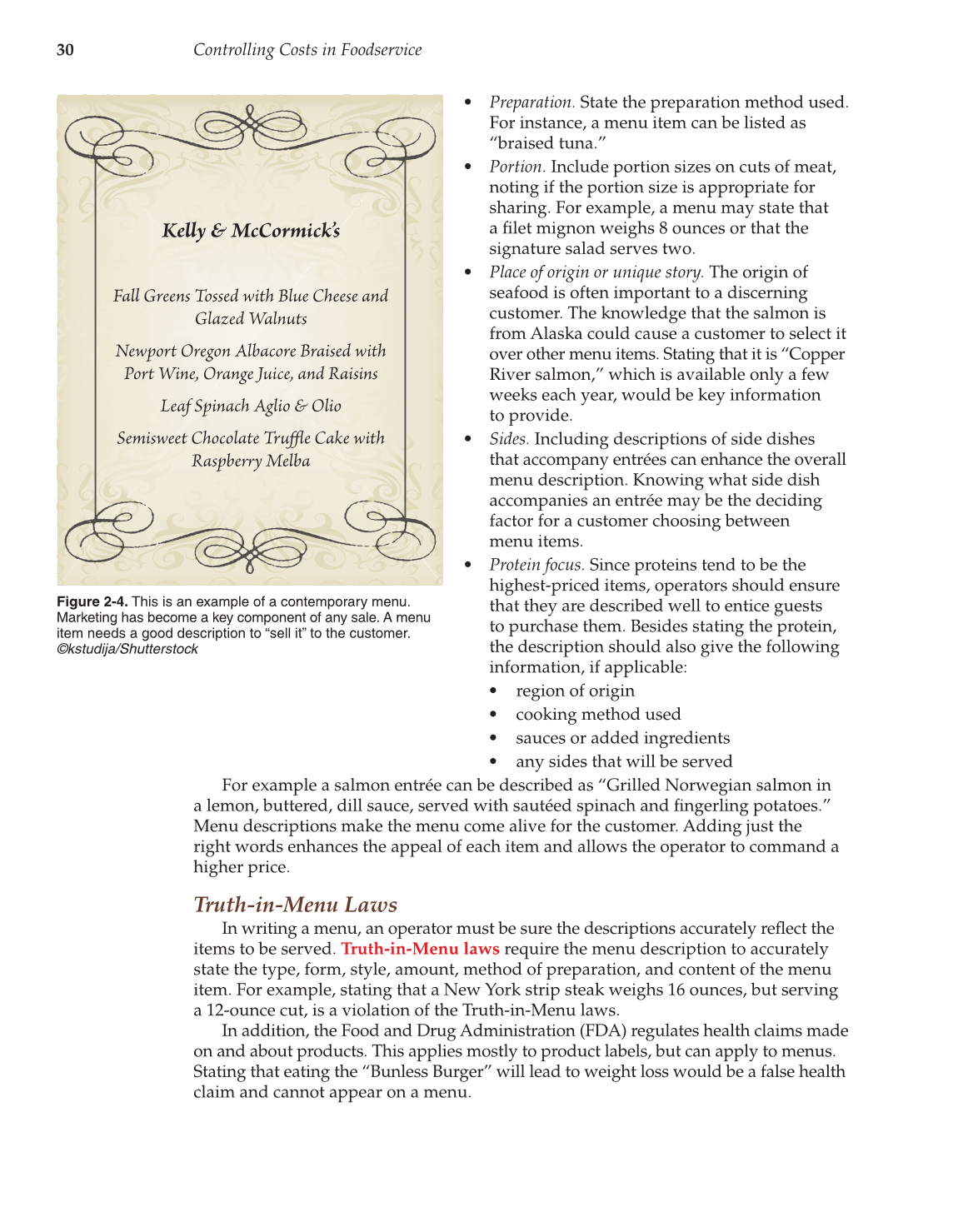 Controlling Costs in Foodservice, 1st Edition page 30