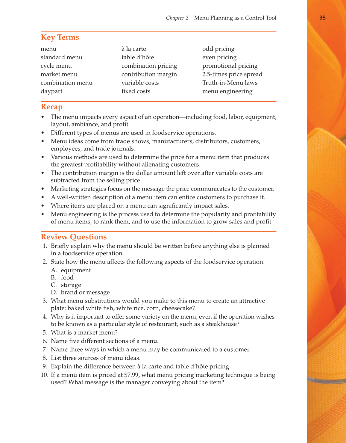 Controlling Costs in Foodservice, 1st Edition page 35