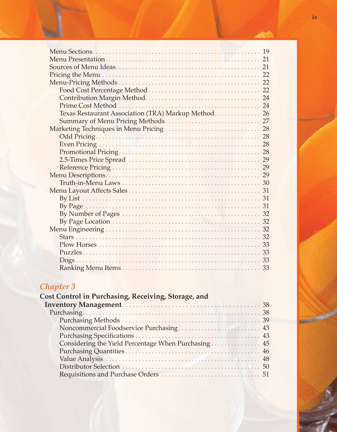 Controlling Costs in Foodservice, 1st Edition page ix