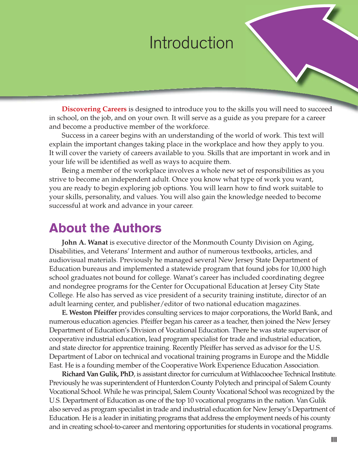 Discovering Careers, 8th Edition page III