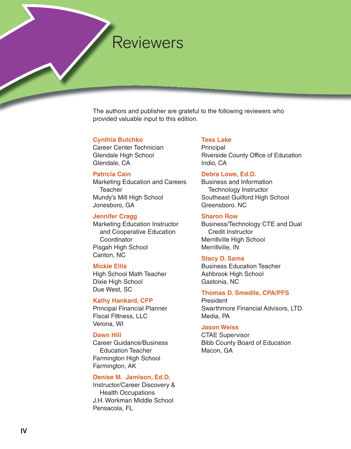 Discovering Careers, 8th Edition page IV