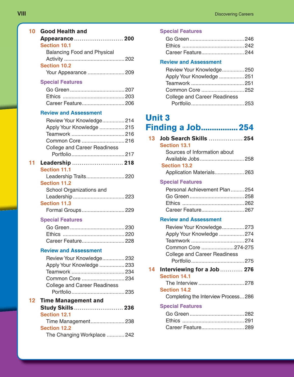 Discovering Careers, 8th Edition page VIII