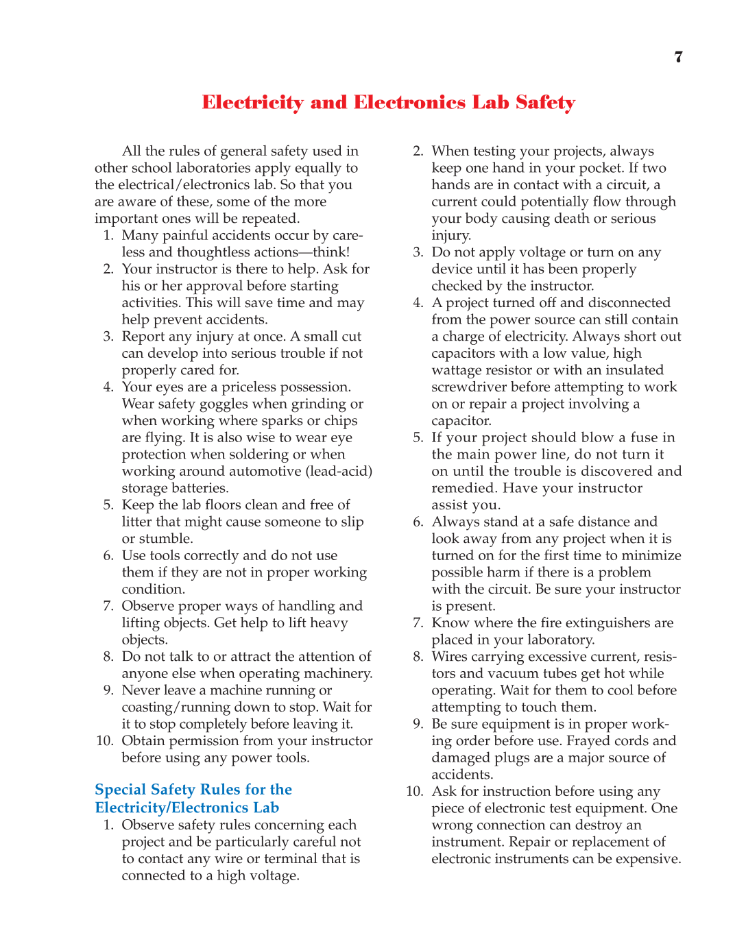 Electricity, 10th Edition page 7