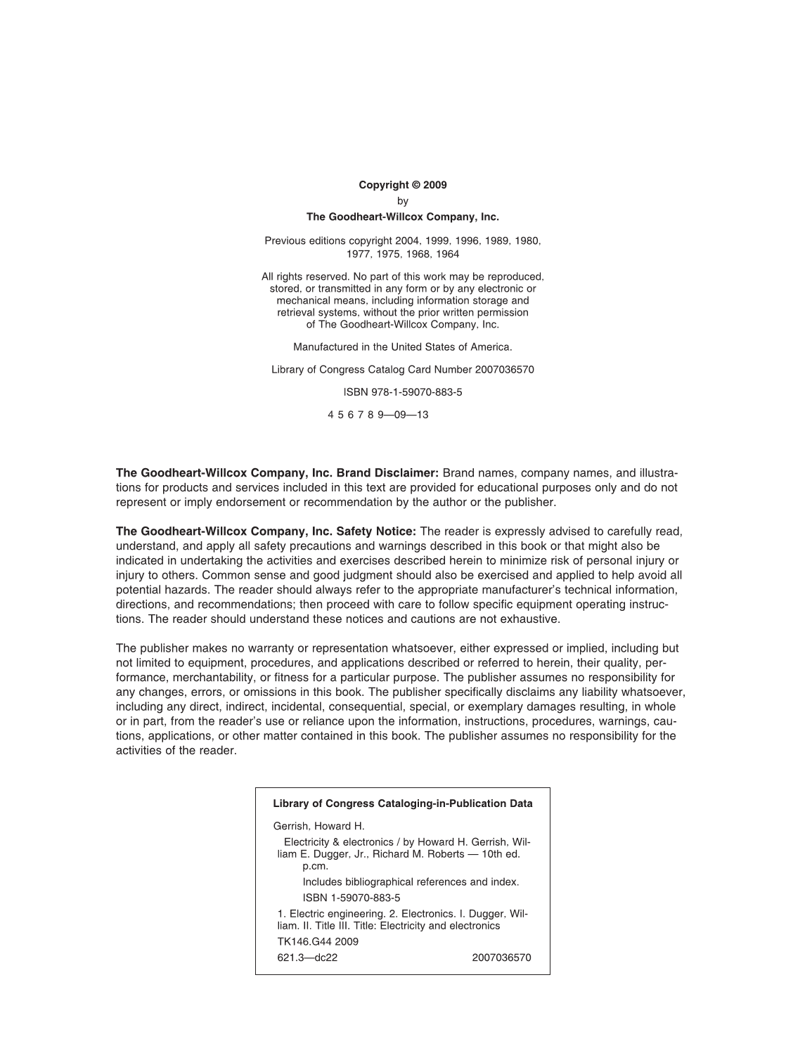 Electricity &amp; Electronics, 10th Edition page 2