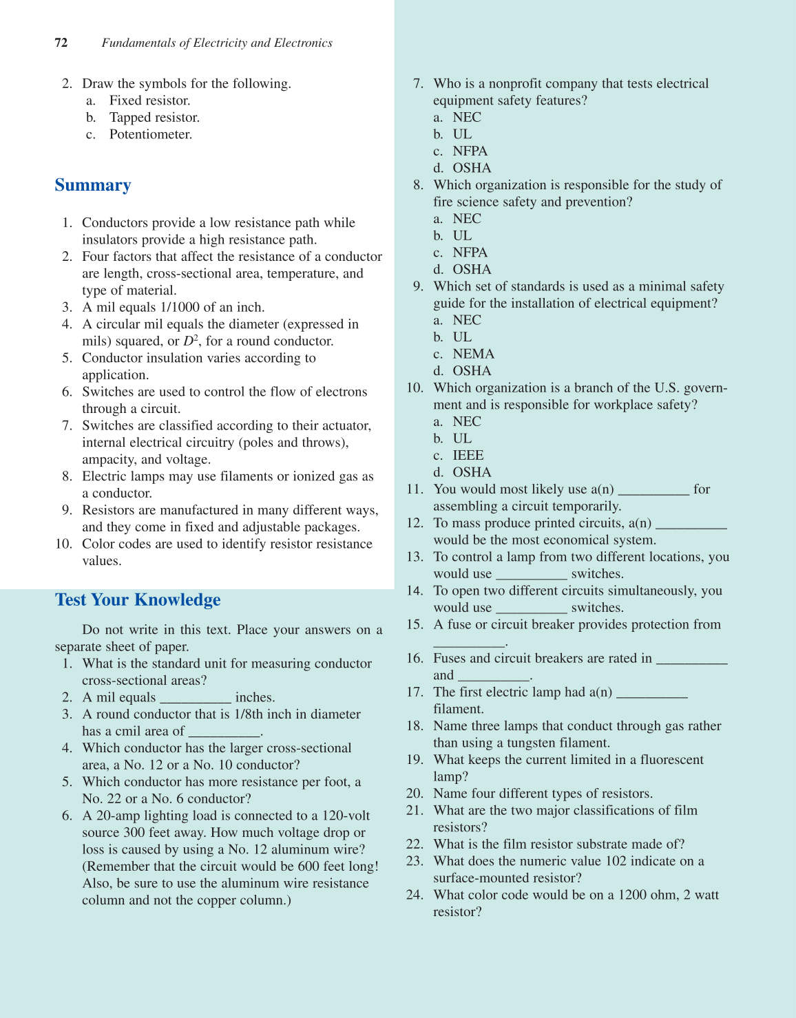 Electricity &amp; Electronics, 10th Edition page 72