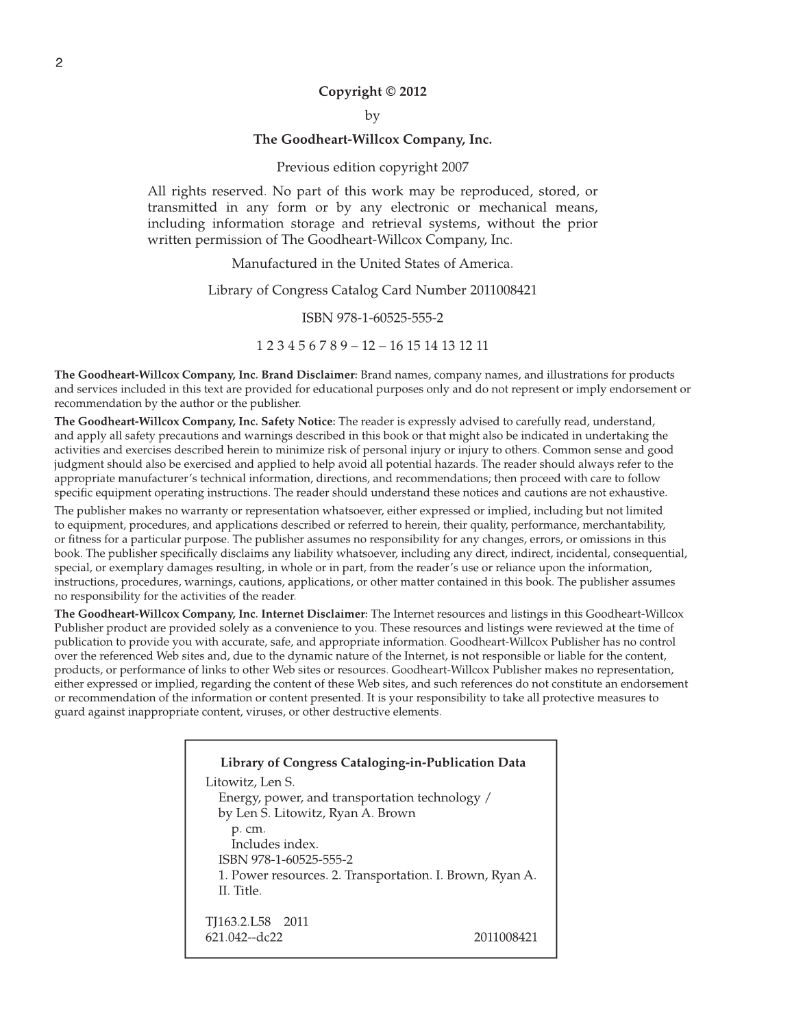 Energy, Power, and Transportation Technology, 2nd Edition page 2
