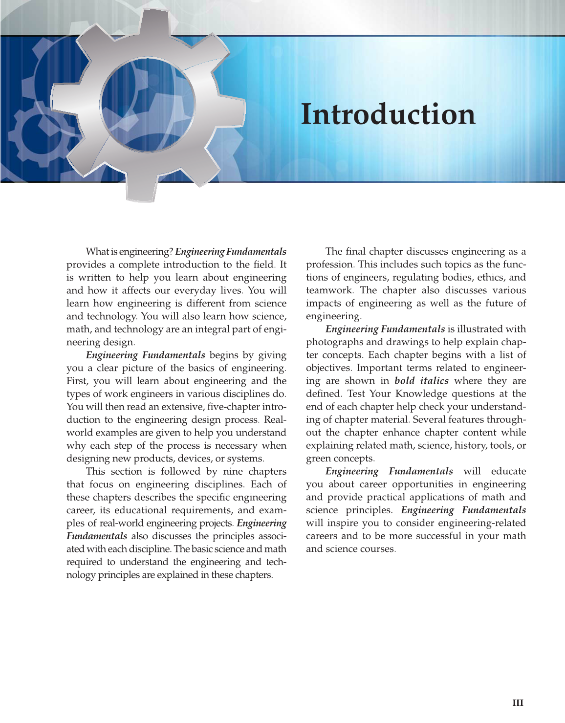 Engineering Fundamentals, 1st Edition page III