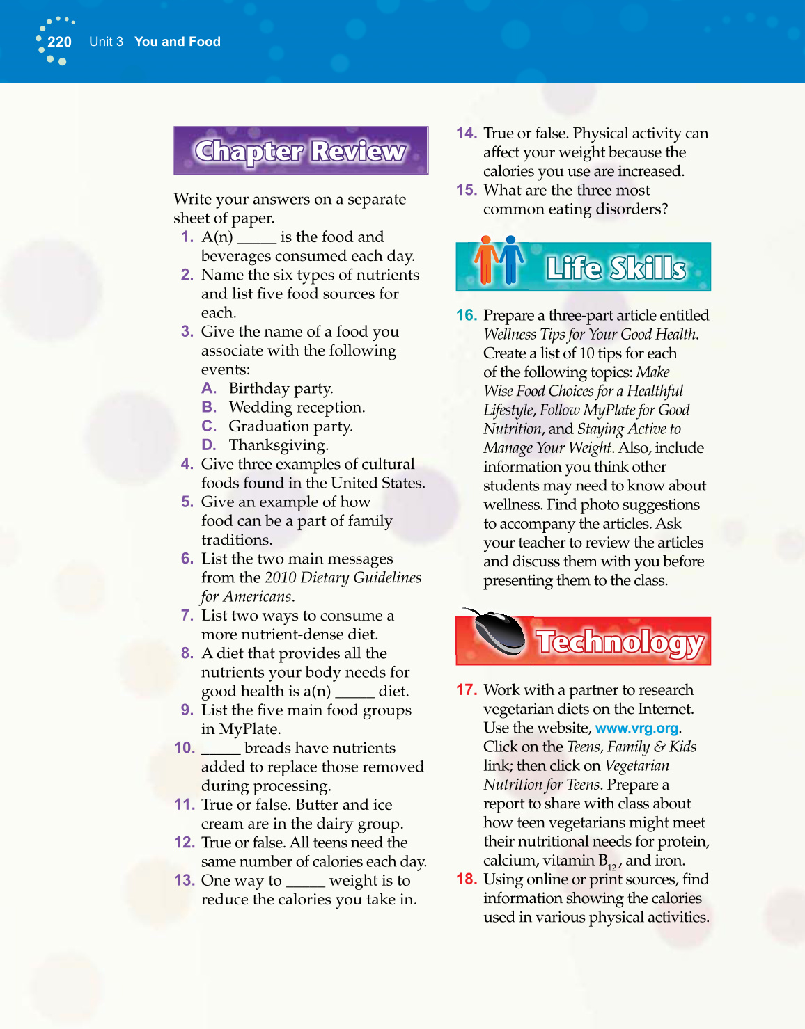 Exploring Life and Career, 6th Edition page 220