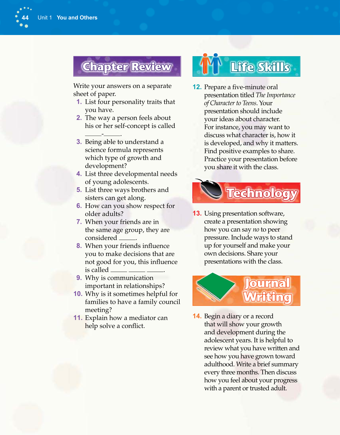 Exploring Life and Career, 6th Edition page 44