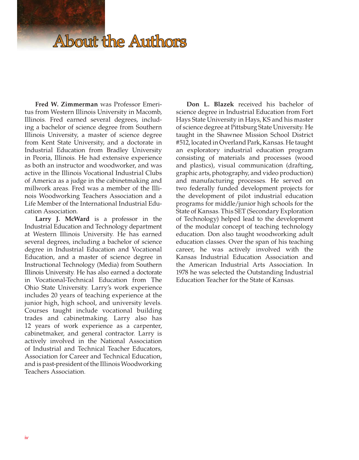 Exploring Woodworking: Fundamentals of Technology, 8th Edition page 4