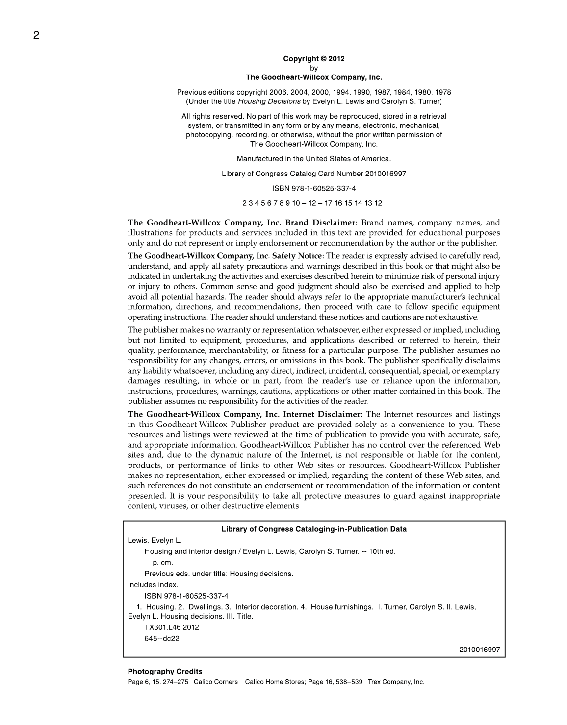 Housing and Interior Design, 10th Edition page 2