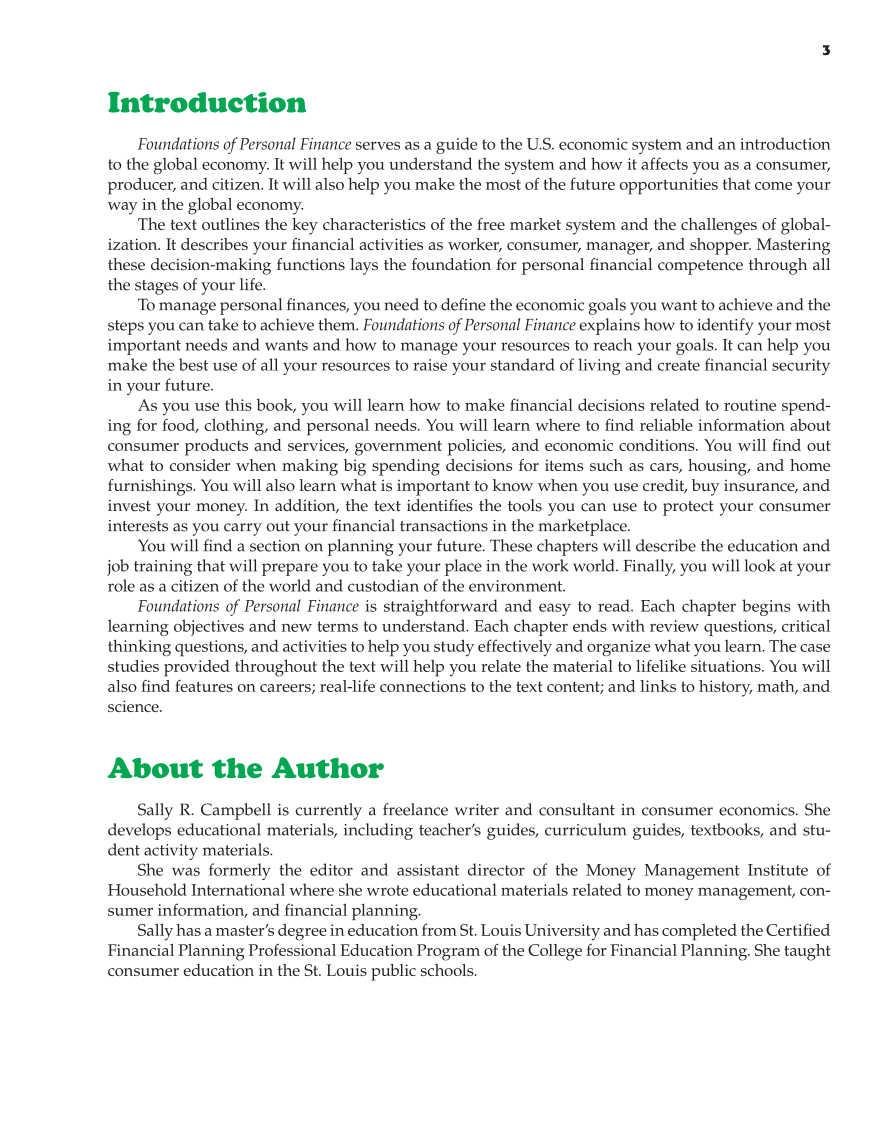 Foundations of Personal Finance, 8th Edition page 3