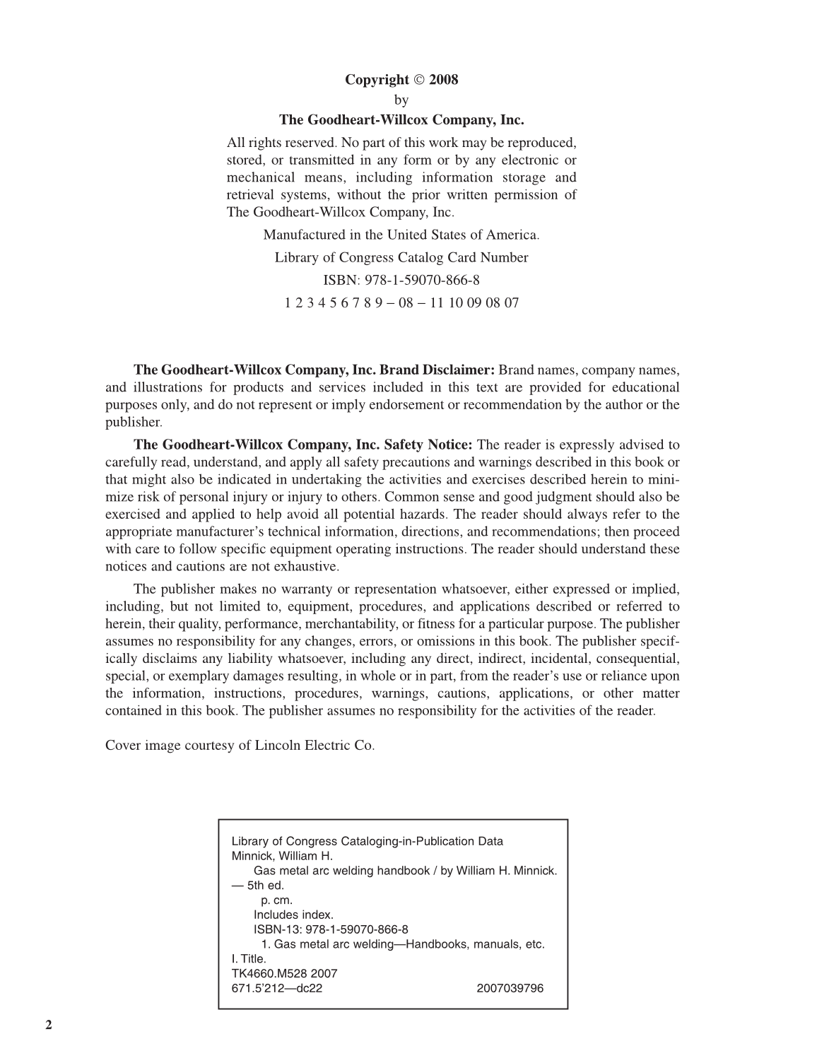 Gas Metal Arc Welding Handbook, 5th Edition page 2